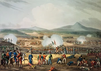 Batalha de Fuentes D&39;Onoro, 5 de maio de 1811, gravada por Thomas Sutherland (bc1785)