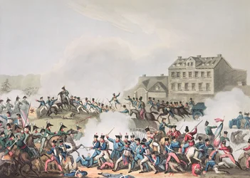 Batalha de Leipzig (Leipzig), 19 de outubro de 1813: gravada por I. Clarke, pintada por M. Dubourg (aquatint)
