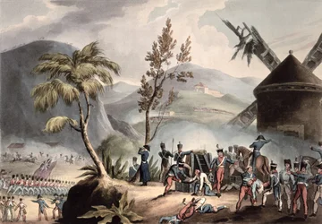 Batalha de Roleia, 17 de agosto de 1808, gravada por Thomas Sutherland (bc1785) (aquatint)