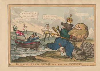 Imperial Bears Grease Greece ou uma espiada no futuro. Caricatura sobre a Guerra Russo-Turca, 1828.