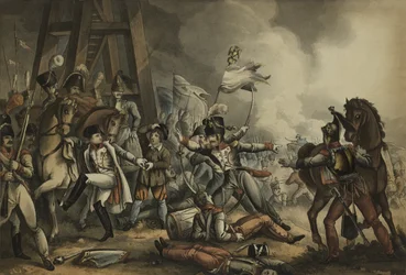 Sauve qui peut, ou Every man for him, aquatint de Thomas Sutherland (1785-1838), publicado por James Jenkins, 1 de maio de 1816 (color aquatint)