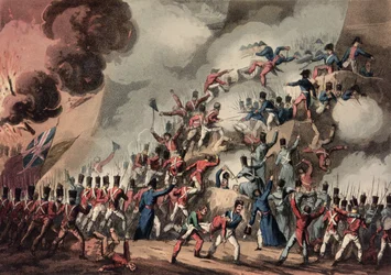 Ataque de São Sebastião, 31 de agosto de 1813, gravado por Thomas Sutherland (bc1785)