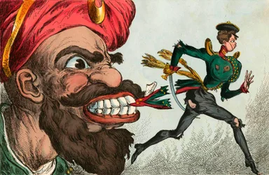 O início da Guerra da Crimeia pelos olhos de um caricaturista da Europa Ocidental, década de 1850.