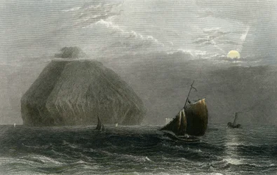 Ailsa Craig, gravada por JT Willmore (gravura colorida à mão)