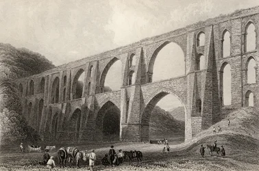 Aqueduto do imperador Valens, perto de Pyrgo, na Turquia, gravado por R. Wallis