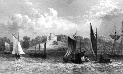 Castelo de Belmont, perto de Grays Thurrock, Essex, gravado por Henry Wallis, 1832