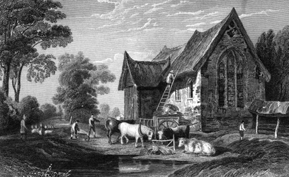 Coggeshall Abbey, Essex, publicado por George Virtue, 1833