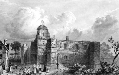 Colchester Castle, Essex, gravado por John Carr Armytage, 1832