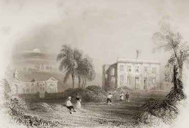 Castelo Dangan, Condado de Meath, na Irlanda, de "Cenário e Antiguidades da Irlanda" por George Virtue, de 1860