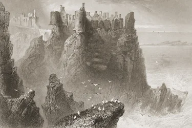 Castelo de Dunluce, Condado de Antrim, Irlanda do Norte, de &39;Cenário e antiguidades da Irlanda&39; por George Virtue, década de 1860