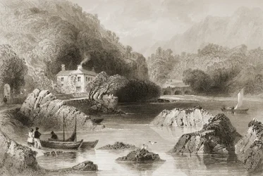 Gleengarriff Inn, Gleengarriff, Condado de Cork, de "Cenário e Antiguidades da Irlanda" por George Virtue, de 1860