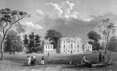 Hare Hall, Essex, gravado por E. Young, 1833
