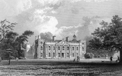 Hill Hall, perto de Epping, Essex, gravado por Samuel Lacey, 1831