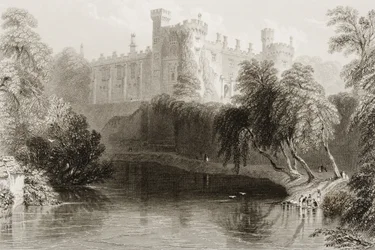 Castelo de Kilkenny, Condado de Kilkenny, Irlanda, de "Cenário e Antiguidades da Irlanda" por George Virtue, de 1860