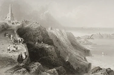 Killiney Hill, Condado de Dublin, na Irlanda, de "Cenário e Antiguidades da Irlanda" por George Virtue, de 1860