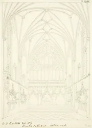 Capela da Senhora da Catedral de Bristol com aspecto oriental (lápis e aguarela sobre papel)