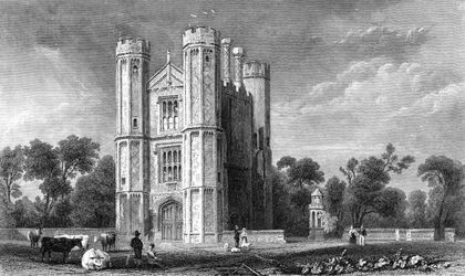 Leighs Priory, Essex, gravado por E. Young, 1832