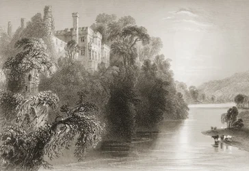 Lismore Castle, Lismore, Condado de Waterford, na Irlanda, de "Cenário e Antiguidades da Irlanda" por George Virtue, de 1860