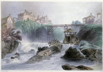Pont à Sherbrooke - em "Canadian Scenary illustrated" por William Henri Barlett, ed. George Virtue