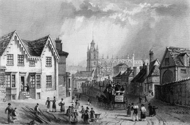 Saffron Walden, Essex, gravado por Charles Mottram, 1832