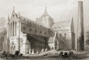 Catedral de St. Canice, Kilkenny, Condado de Kilkenny, Irlanda, de &39;Cenário e antiguidades da Irlanda&39; por George Virtue, de 1860