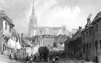 Thaxted do sul, Essex, gravado por J. Rolph, 1832