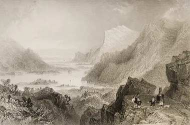 The Approach to Killarney, de Kenmare Road, Condado de Killarney, de "Cenário e Antiguidades da Irlanda", de George Virtue, década de 1860