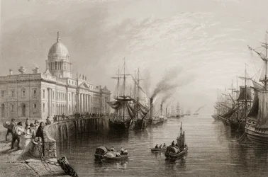 A alfândega, Dublin, de &39;Cenário e antiguidades da Irlanda&39; por George Virtue, de 1860