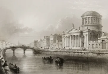 The Four Courts, Dublin, de &39;Cenário e Antiguidades da Irlanda&39; por George Virtue, de 1860