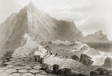 A calçada do gigante, Condado de Antrim, na Irlanda, de &39;Cenário e antiguidades da Irlanda&39; por George Virtue, de 1860