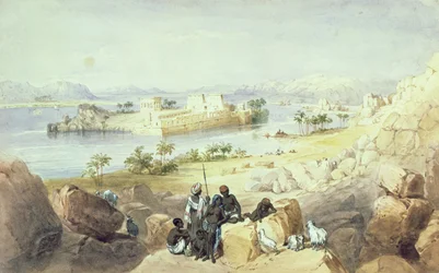 A ilha de Philae, olhando para o rio Nilo