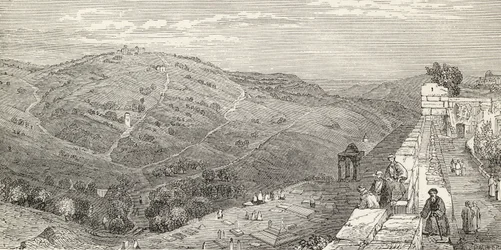 O Monte das Oliveiras, em Jerusalém, do "The Imperial Bible Dictionary", publicado por Blackie und Son, c.1880s