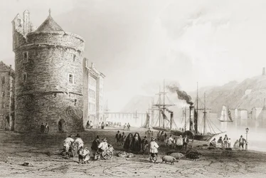 O Quay em Waterford, Irlanda, de "Cenário e Antiguidades da Irlanda" por George Virtue, de 1860