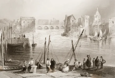 Vista, de, galway, de, a, Claddagh, município, galway, irlanda, de, &39;Scenery, and, antiquities, de, Ireland&39;, por, george, virtude, 1860s