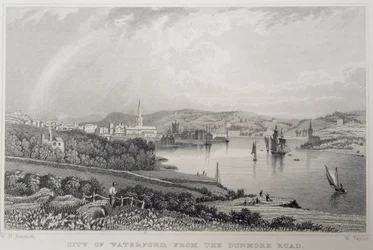 Vista, de, waterford, de, a, Dunmore, estrada, irlanda, gravado, por, w., Taylor