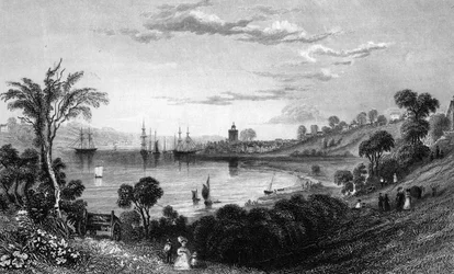 Wivenhoe, Essex, gravado por John Rogers, 1832