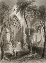 Youghal Abbey, Condado de Cork, na Irlanda, de "Cenário e Antiguidades da Irlanda" por George Virtue, de 1860