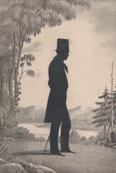Silhueta de Edward Worth de Saco, Maine, 1828-83.