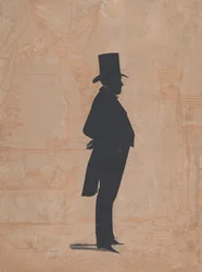 Silhueta de um homem desconhecido com cartola e casaca, 1828-83.