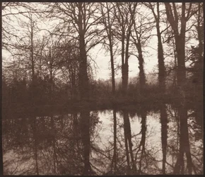 Árvores do inverno refletidas em uma lagoa, 1841-42.