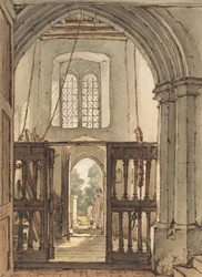 Interior da torre sineira da igreja de Bushey