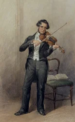 Membro da orquestra do 6º Duque de Devonshire (aguarela no papel)