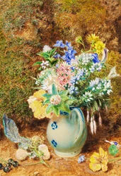 Jarro chinês azul-pálido com urzes e pequenas flores, c. 1860
