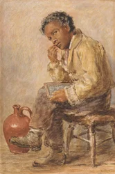 Retrato de um jovem com uma ardósia