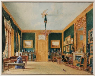 A sala verde do conde de Essex em Cassiobury, 1823