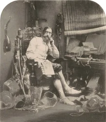 Dom Quixote no seu estudo, 1855, impresso em 1857 (foto)
