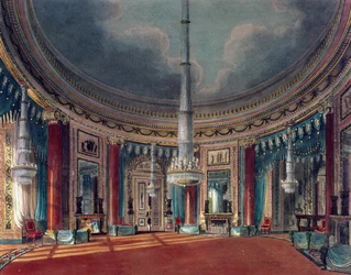 Carlton House, o Circular Room, do Pynes Royal Residences, publicado em 1818