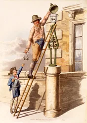 Lâmpada mais leve, de The Costumes of Great Britain, pub. Por Henry Miller, 1805 (impressão colorida à mão)