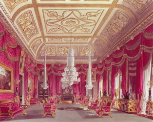 A sala de desenho carmesim, Carlton House de &39;Royal Residences&39; de Pyne, 1818