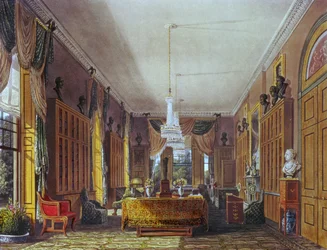 A Biblioteca da Rainha, Frogmore, "Royal Residences" de Pyne, 1818